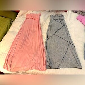 Pink and Gray Maxi Skirts